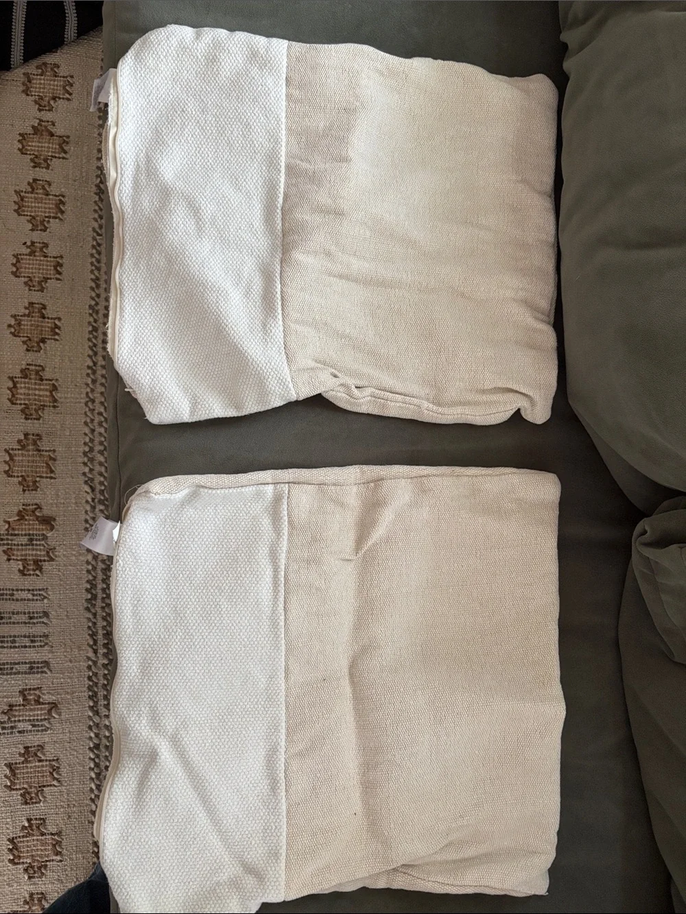 West Elm Two-Tone Beige and Cream Woven Accent Pillow